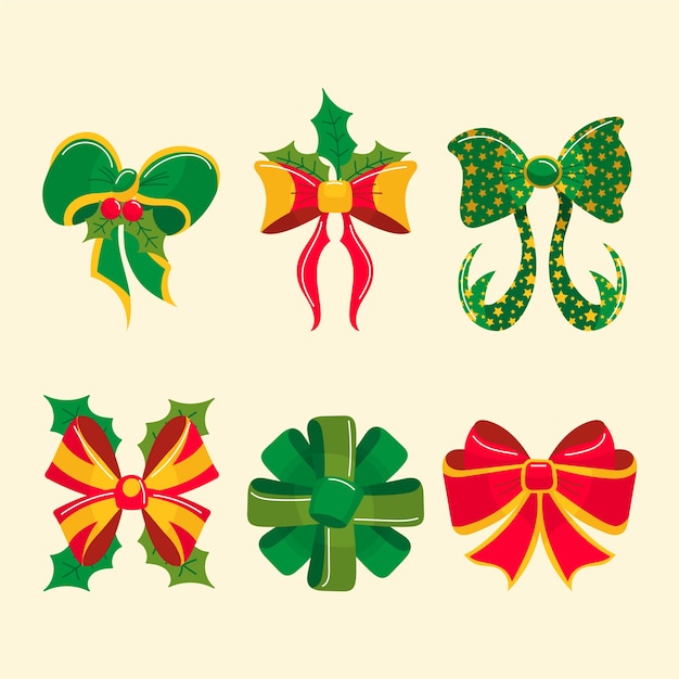 Free vector hand drawn christmas ribbon collection