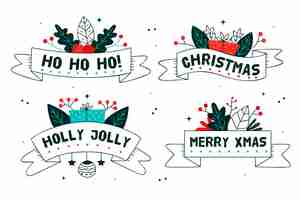 Free vector hand drawn christmas ribbon collection