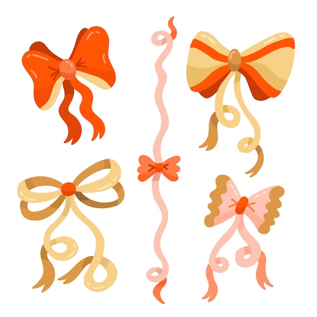 Free vector hand drawn christmas ribbon collection