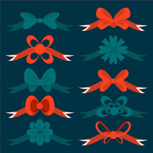 Hand drawn christmas ribbon collection