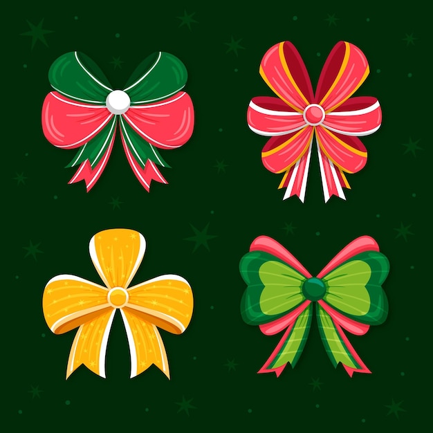 Free vector hand drawn christmas ribbon collection