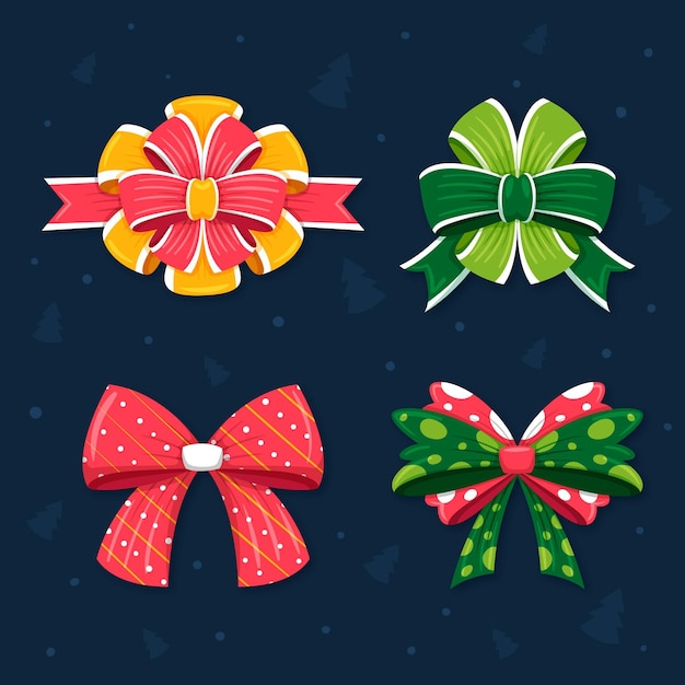 Free vector hand drawn christmas ribbon collection