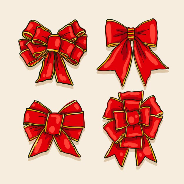 Hand drawn christmas ribbon collection