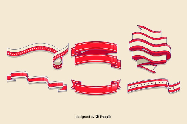 Free vector hand drawn christmas ribbon set