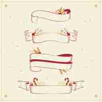 Free vector hand drawn christmas ribbon set