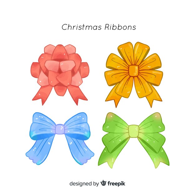 Hand drawn christmas ribbons collection