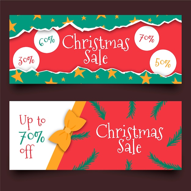 Free vector hand drawn christmas sale banners template