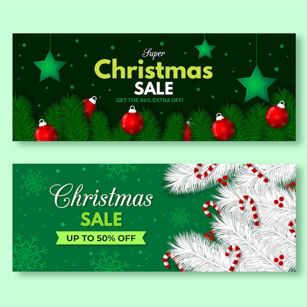 Free vector hand drawn christmas sale banners