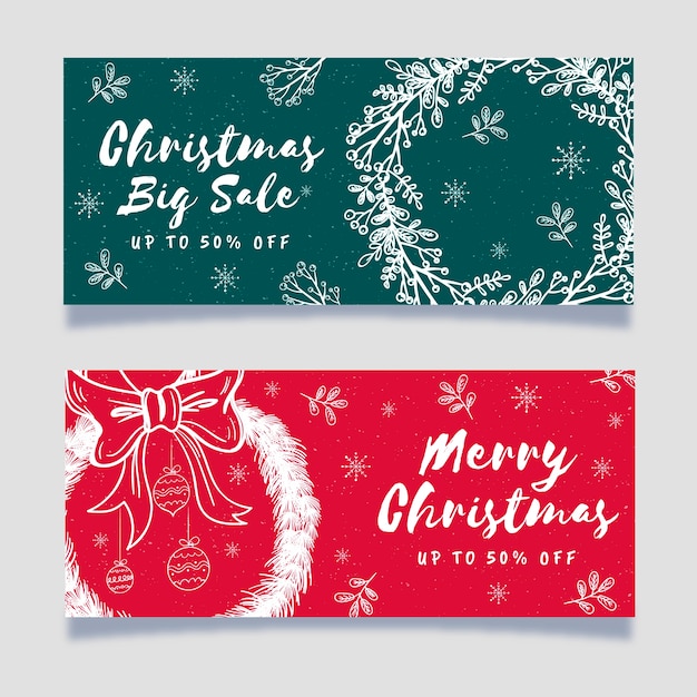 Free vector hand drawn christmas sale banners