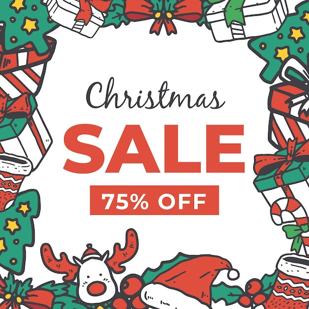 Hand drawn christmas sale concept