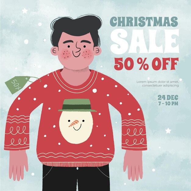 Hand drawn christmas sale concept