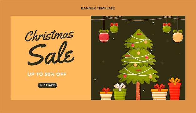 Free vector hand drawn christmas sale horizontal banner