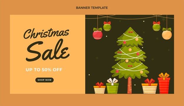 Hand drawn christmas sale horizontal banner