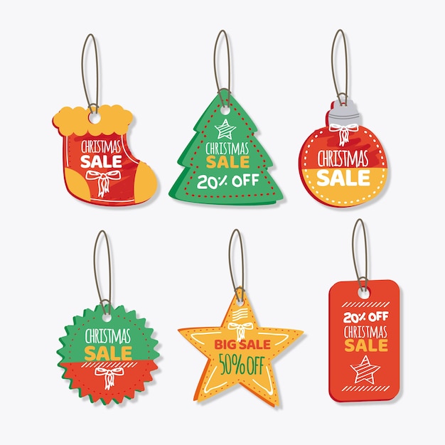 Hand drawn christmas sale tag collection