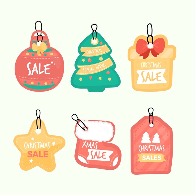 Hand drawn christmas sale tag collection