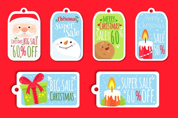 Hand drawn christmas sale tag collection