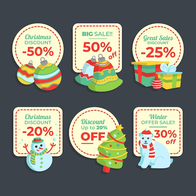 Hand drawn christmas sale tag collection