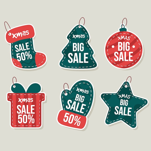 Hand drawn christmas sale tag collection