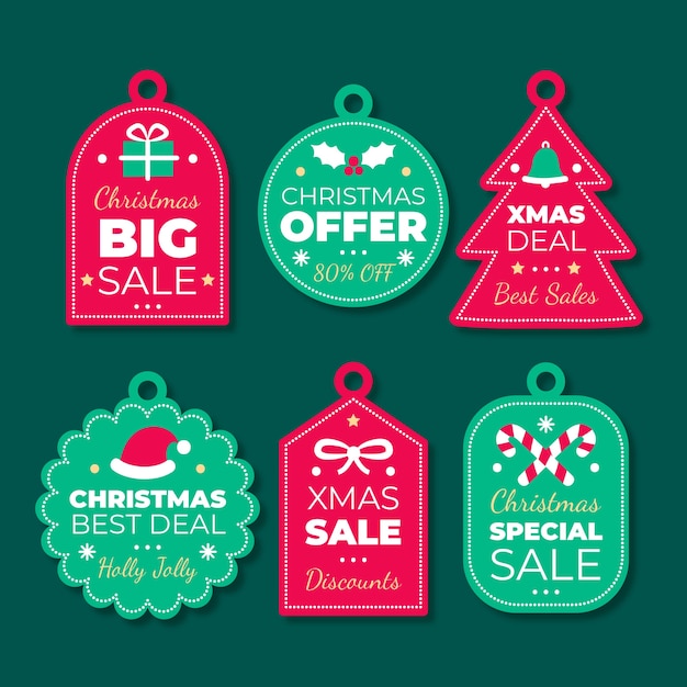 Hand drawn christmas sale tag collection