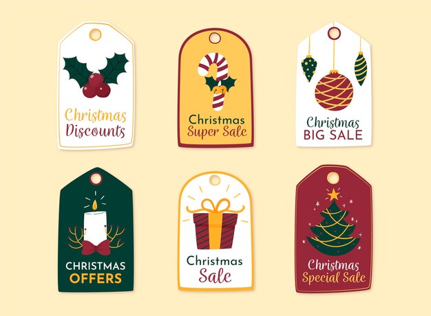 hand drawn christmas sale tag collection