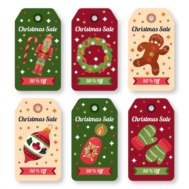 Hand drawn christmas sale tag collection