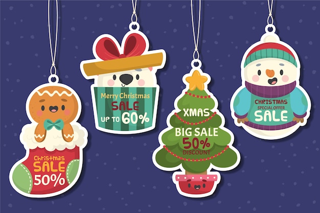 Hand drawn christmas sale tag collection