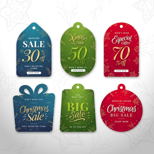 Hand drawn christmas sale tag collection