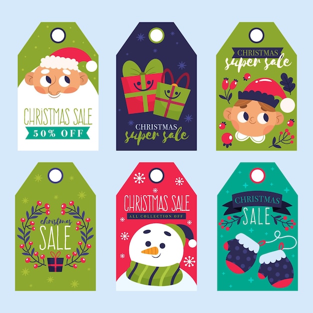 Free vector hand drawn christmas sale tag collection