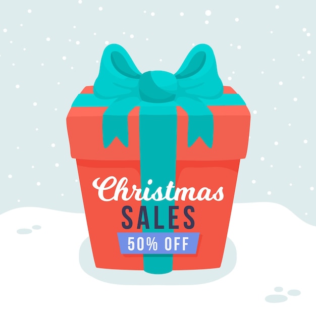 Бесплатное векторное изображение Рождественские продажи рисованной