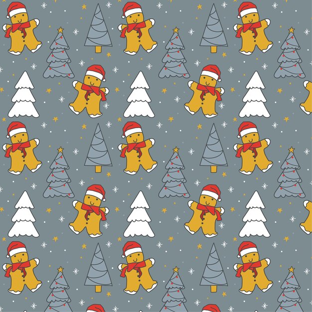 Hand drawn Christmas Seamless Pattern