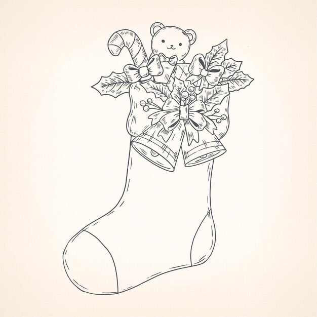 Hand drawn christmas season illustration with stocking