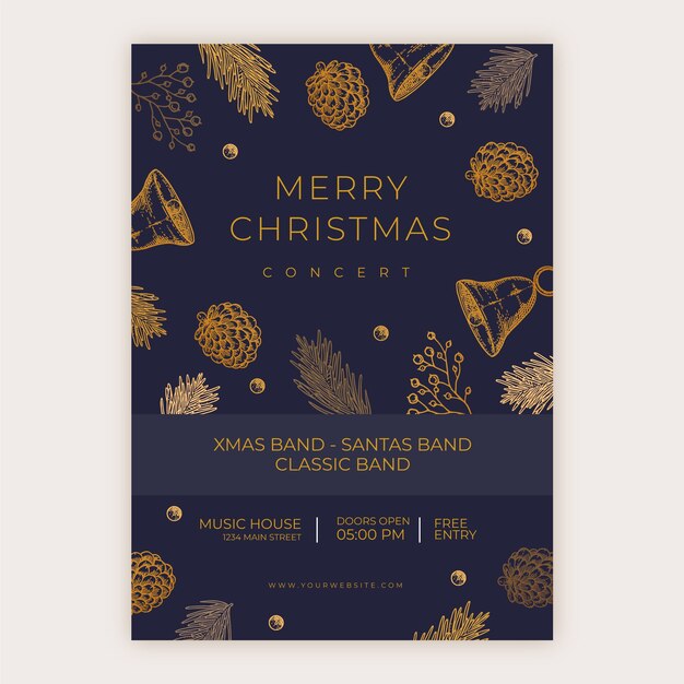 Hand drawn christmas season poster template