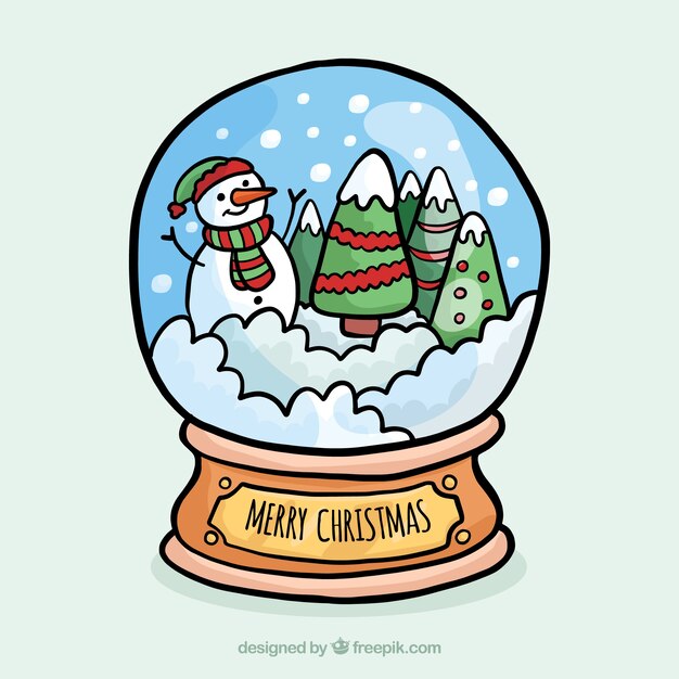 Hand drawn christmas snowball background