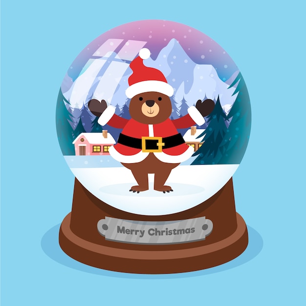 Бесплатное векторное изображение Ручной обращается рождественский снежный шар