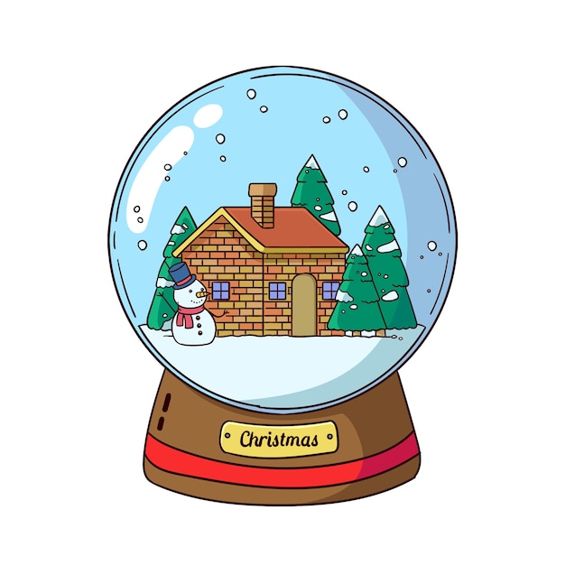 Hand drawn christmas snowball globe