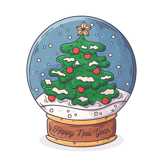 Free vector hand drawn christmas snowball globe