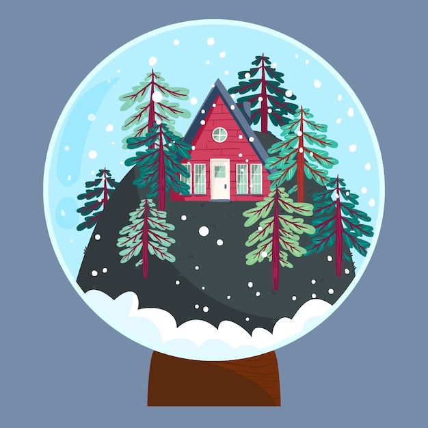 Hand drawn christmas snowball globe