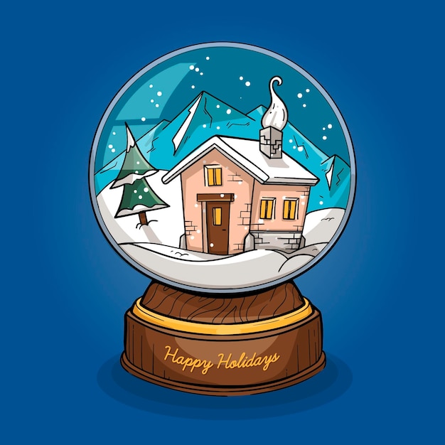 Hand drawn christmas snowball globe