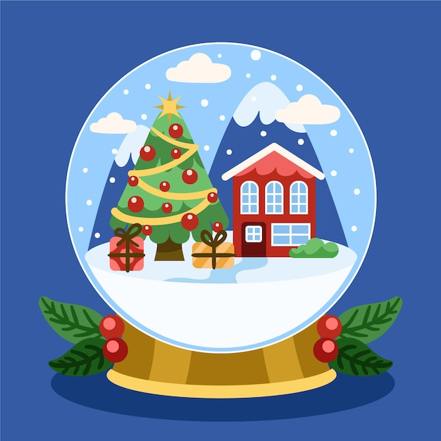 Free vector hand drawn christmas snowball globe