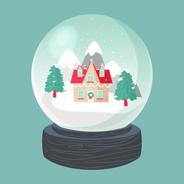 Hand drawn christmas snowball globe