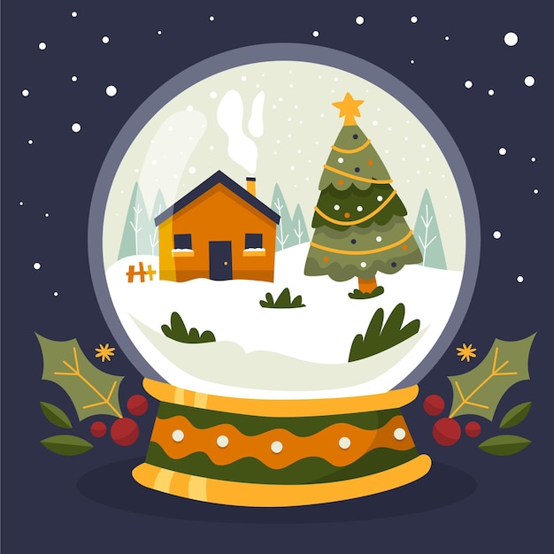 Free vector hand drawn christmas snowball globe