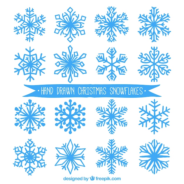 Hand drawn christmas snowflakes