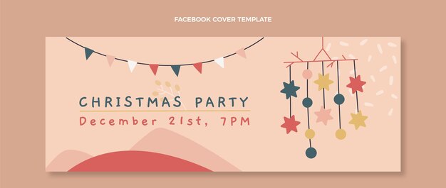 Hand drawn christmas social media cover template