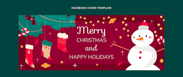 Free vector hand drawn christmas social media cover template