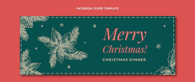 Hand drawn christmas social media cover template