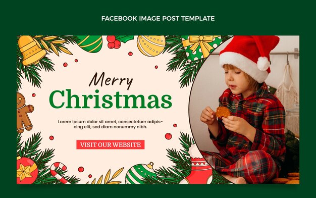 Ручной обращается рождественский шаблон сообщения в социальных сетях