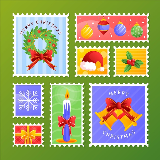 Hand drawn christmas stamp collection