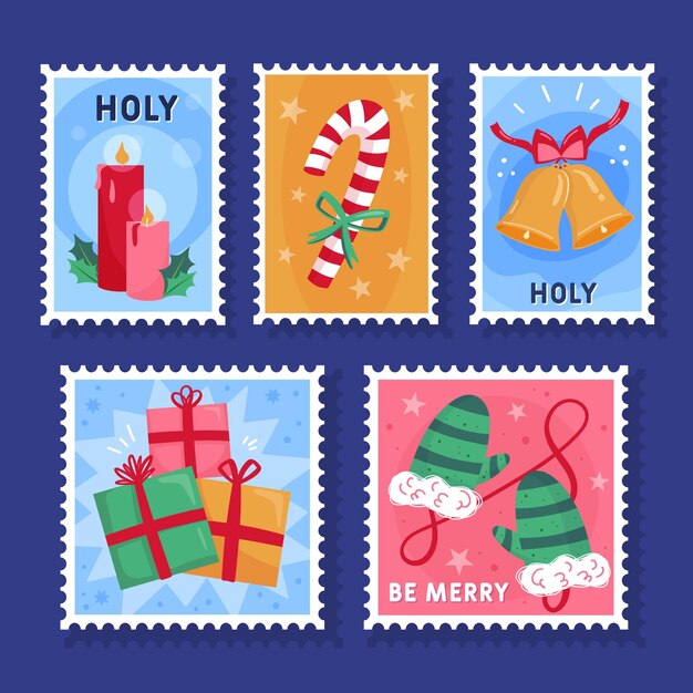 手描きのクリスマス切手コレクション