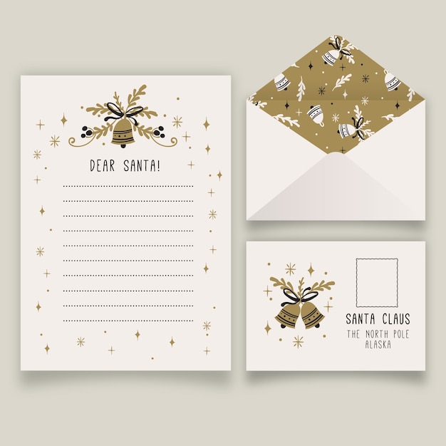 Free vector hand drawn christmas stationery template pack