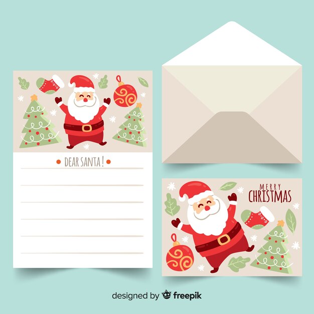 Hand drawn christmas stationery template